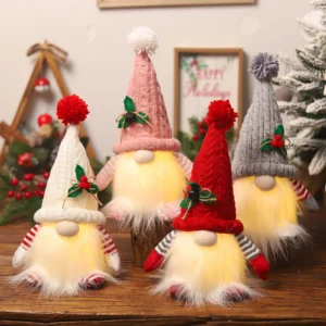 1 ~ 4 stücke 2025 Weihnachten Puppe Elf Gestrickte Gnome mit Led Nachtlicht Weihnachten Dekorationen für Zuhause Weihnachten navidad Neue Jahr 2025 Geschenk