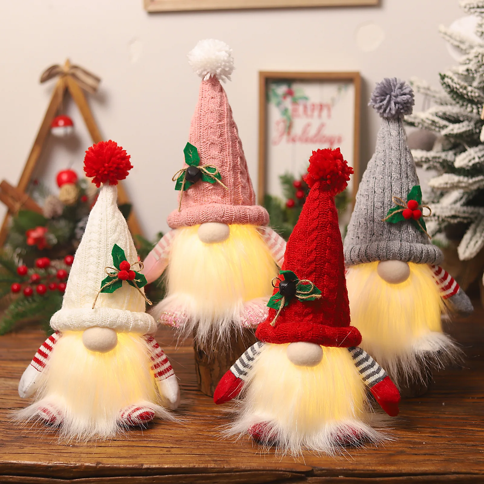 1 ~ 4 stücke 2025 Weihnachten Puppe Elf Gestrickte Gnome mit Led Nachtlicht Weihnachten Dekorationen für Zuhause Weihnachten navidad Neue Jahr 2025 Geschenk