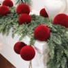 6–30 Stück rote beflockte Kugeln, Weihnachtsschmuck, Weihnachtsbaum-hängende Anhänger, Samtkugel, Hochzeit, Urlaub, Party, Heimdekoration 4