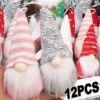 3/12x Weihnachtsdekorationszubehör Gestrickte Wolle Waldmann Puppe Kleiner Anhänger Gesichtslose Puppe Weihnachtsbaum Dekoration Hängen