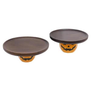 2-teiliges Tortenständer aus Holz, Desserttablett, kürbisförmiges Kuchentablett, Weihnachten, Halloween, Geburtstag, Party, Halloween-Dekorationen