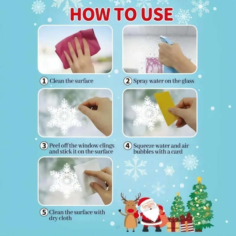Selbstklebender Weihnachts-Fensteraufkleber aus PVC, weiße Schneeflocke, Urlaubsdekoration für Zuhause, Büro, Geschäft, festliche Dekoration 5
