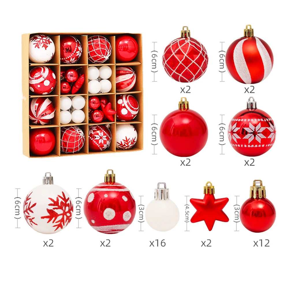 42 Stück 6 cm Weihnachtskugel-Ornamente aus Kunststoff, Weihnachtsschmuck, Festival-Anhängerbehänge für Weihnachtsbaum, Urlaub, Hochzeit, Party 5