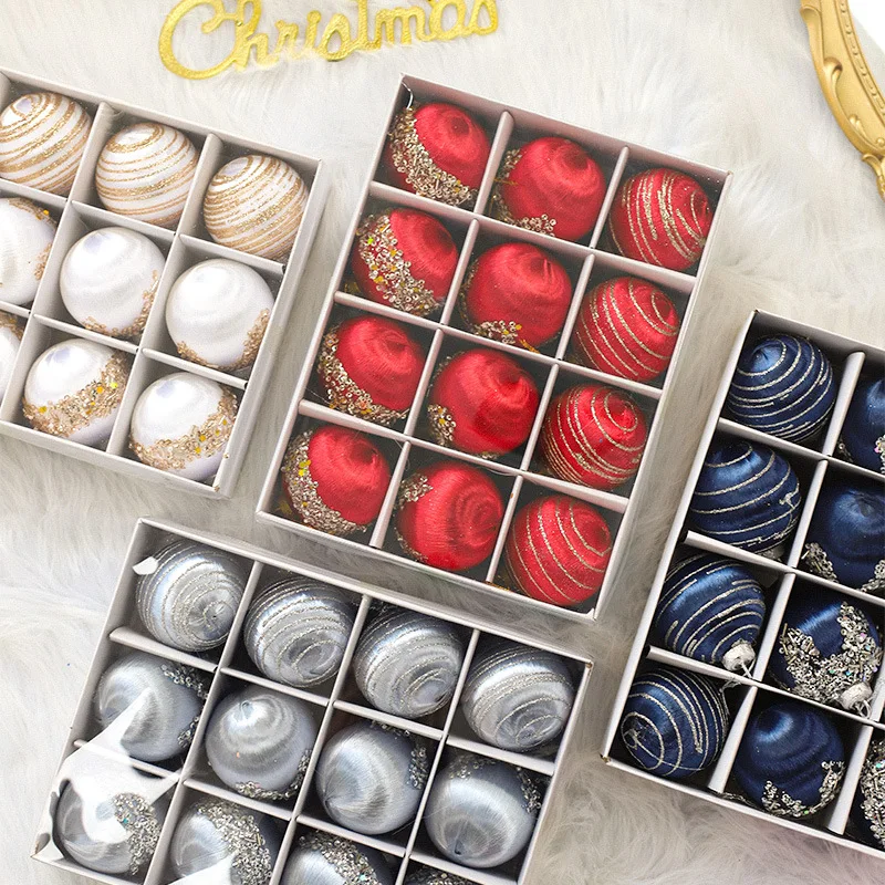 6/12 stücke 6CM/8CM Weihnachten Ball Ornamente Rot Glitter Schaum Ball Handwerk für Weihnachten Baum Hängen anhänger Ball Geschenk Navidad 3