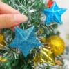 120/6pcs Glitzer Stern Ornamente Weihnachts baum hängen Pentagramm Anhänger für zu Hause Navidad Neujahrs party DIY fünfzackige Sterne 4