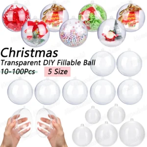 10–100 Stück transparente Kunststoff-Weihnachtskugeln, durchsichtige befüllbare Kugel, Weihnachtsbaum, hängende Ornamente, DIY-Handwerk für Hochzeit, Party, Dekoration