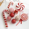 Rot und weiß Candy Lollipop Cane Weihnachtskugel Weihnachtsbaum hängende Anhänger Ornament für Weihnachten Neujahr Party Dekor 2