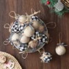 8/16 stücke 6cm Weihnachten Ball Rot Grün Plaid Stricken Ball mit Tannenzapfen Hängen Ornament für Weihnachten baum Ball Dekorationen Navidad 3