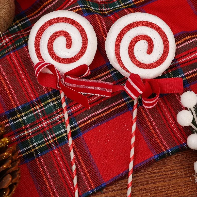 Weihnachten Lutscher Ornamente Kunststoff Glitzer Candy Cane Weihnachtsbaum Hängen Anhänger Home Party Festival Neujahr Dekore Geschenke 6