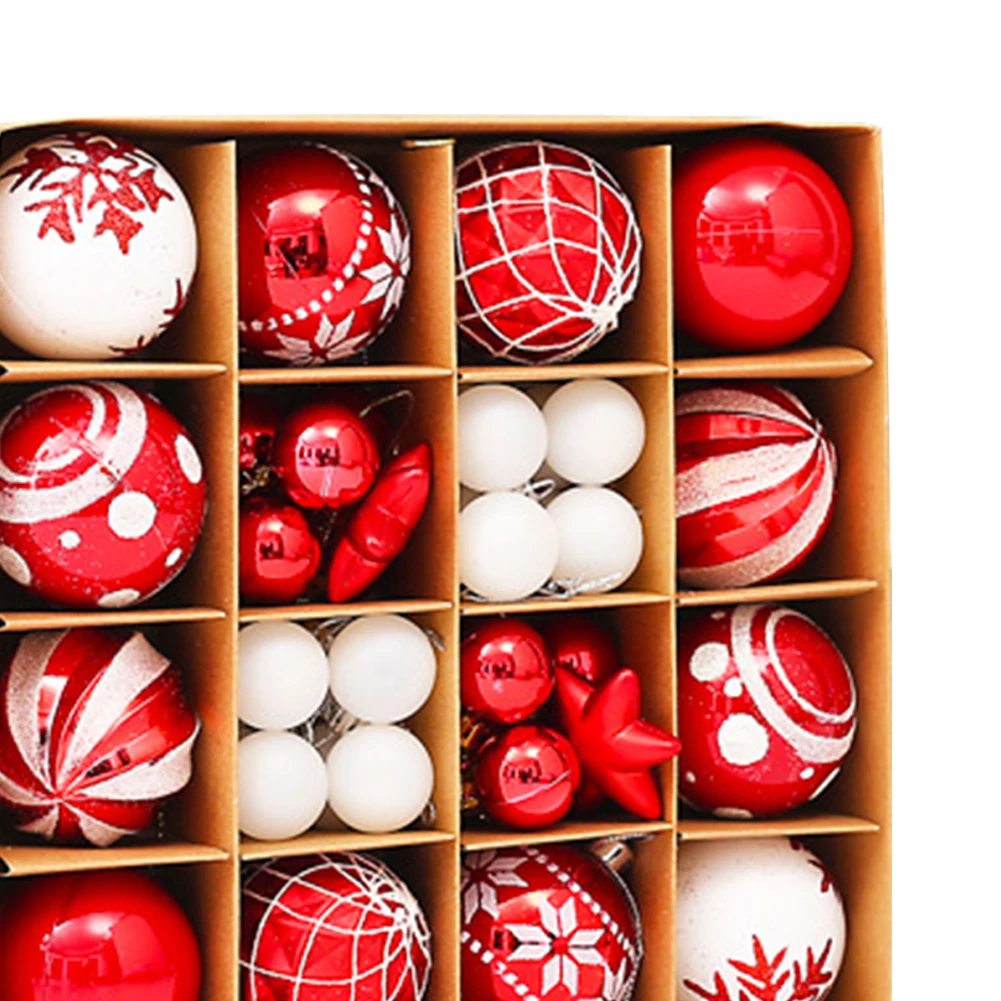 42 Stück 6 cm große Weihnachtskugel-Ornamente aus Kunststoff, hängende Kugeldekorationen für Weihnachtsbaum, Urlaub, Hochzeit, Party 6