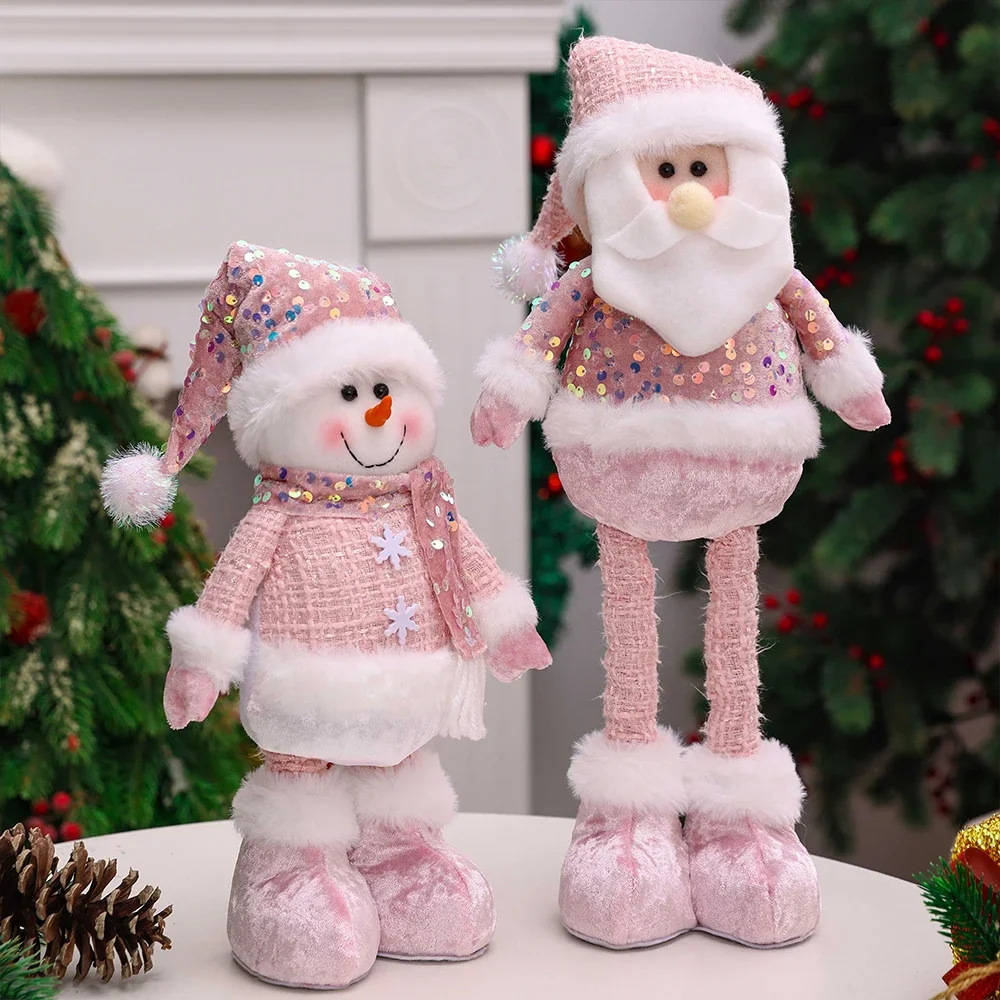1PC Neue Santa Claus Schneemann Elch Rosa Pailletten Teleskop Puppe Frohe Weihnachten Dekorationen Fenster Requisiten Passenden Liefert Ornamente 4