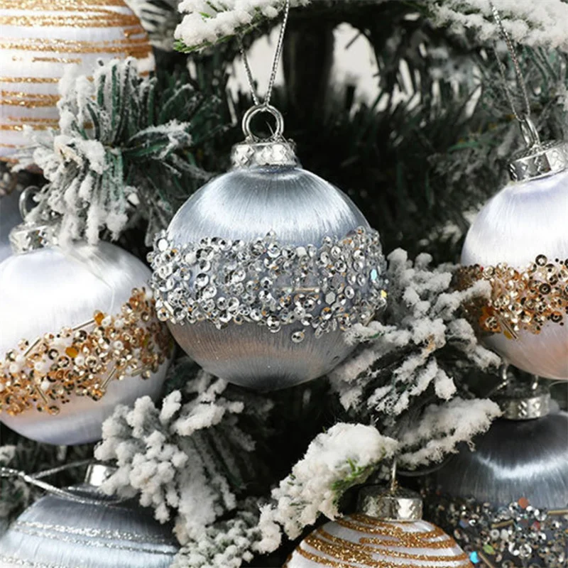 6/12 stücke 6CM/8CM Weihnachten Ball Ornamente Rot Glitter Schaum Ball Handwerk für Weihnachten Baum Hängen anhänger Ball Geschenk Navidad 6