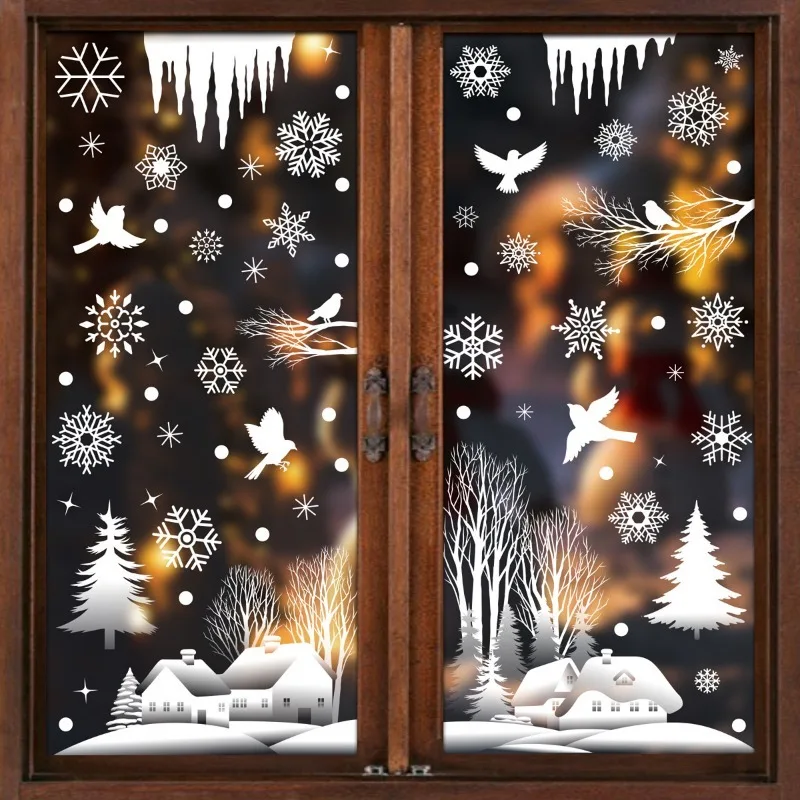 1/4 stücke Weihnachten Dekor Fenster Aufkleber Wiederverwendbare Schneeflocke Schneemann Statische Aufkleber Glas Wand Tür Aufkleber Neue Jahr Weihnachten Home decor 5