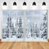 Winterlandschaft Fensterhintergrund Schnee Landschaft Baum Fotografie Hintergrund für Kinder Familie Weihnachten Neujahr Party Fotostudio 5