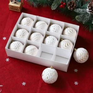 12 Teile/satz Gold Vintage Weihnachten Kugeln Ornamente Weiß Gold Weihnachten Baum Hängen Anhänger Weihnachten Neue Jahr Party Decor Navidad