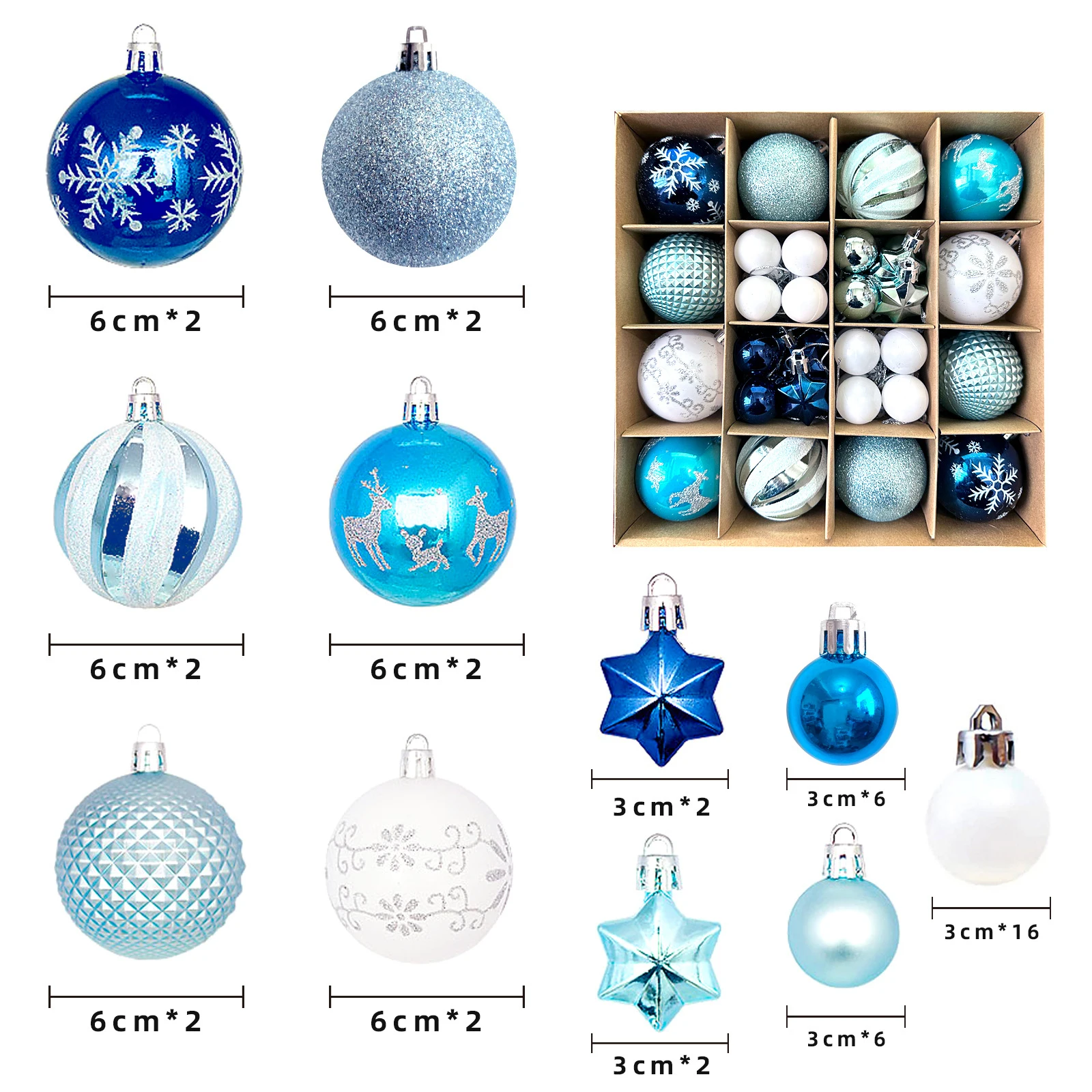 Weihnachtskugel, Weihnachtsdekoration, bunt, galvanisiert, für Festival, Party, Weihnachtsbaum, Ornament, Kugel-Set, Heimdekoration, Geschenkbox 6
