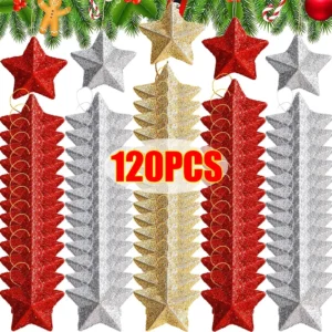 120/6pcs Glitzer Stern Ornamente Weihnachts baum hängen Pentagramm Anhänger für zu Hause Navidad Neujahrs party DIY fünfzackige Sterne