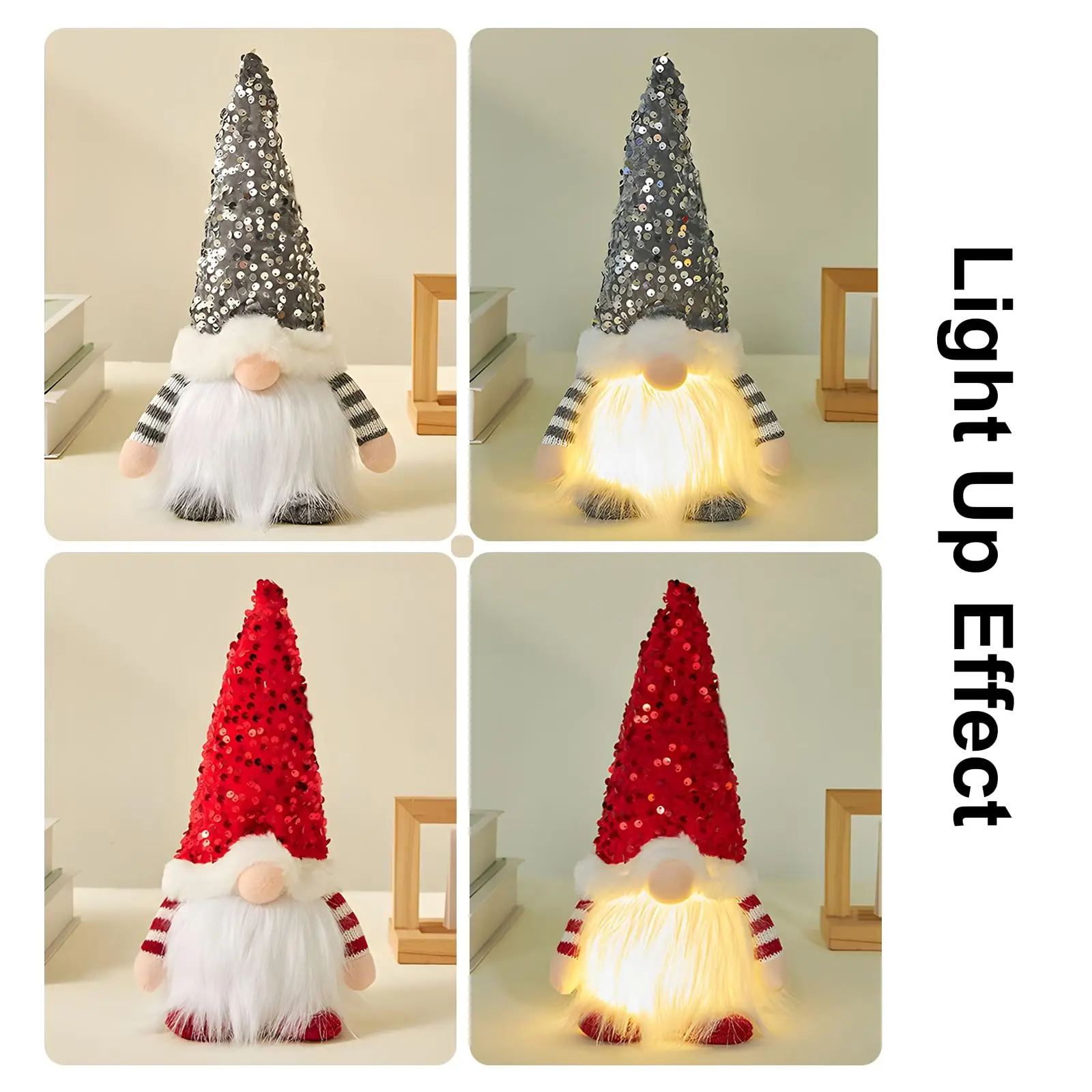 1 ~ 4 stücke 2025 Weihnachten Puppe Elf Gestrickte Gnome mit Led Nachtlicht Weihnachten Dekorationen für Zuhause Weihnachten navidad Neue Jahr 2025 Geschenk 6