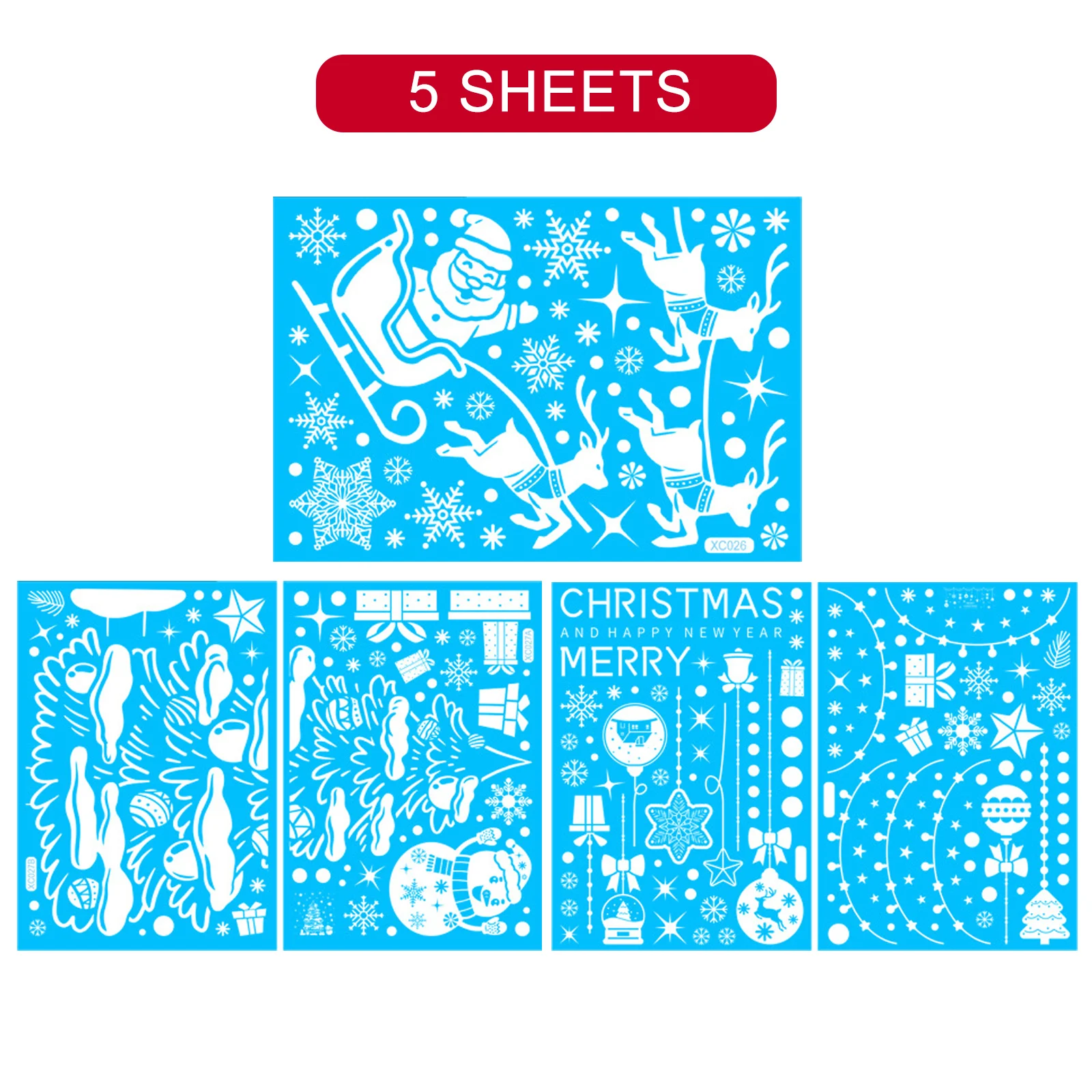 Weihnachten Fenster Aufkleber Set Santa Elch Schneeflocke Glas Cling Aufkleber Weihnachten Dekor 6