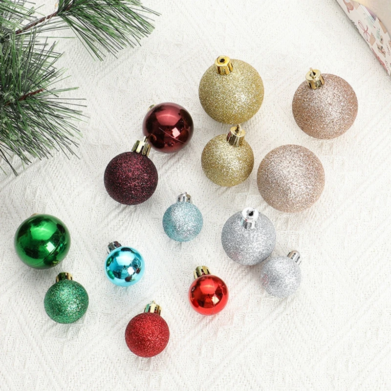 36/40/42 Stück Weihnachtskugel, silberfarben, rot, Weihnachtsbaum-Hängeanhänger, bedruckt, speziell geformte goldene Weihnachtskugeln 5