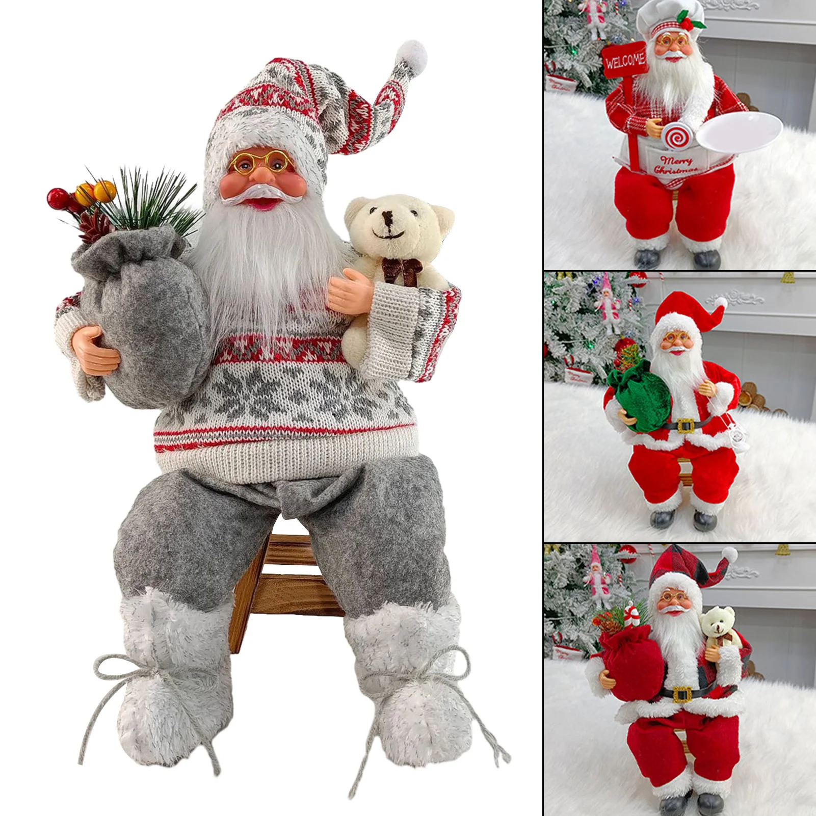 Weihnachtsbaumschmuck für Zuhause, Höhe 35 cm, Weihnachtsmann-Puppe, Kindergeschenke, Fensterschmuck, Navidad, Neujahr 2024