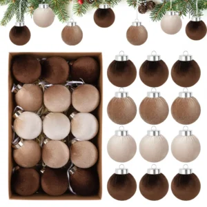 15 Stück 6 cm Vintage Samt Weihnachtskugel Ornamente mit Hängeschlaufen 2025 Weihnachtsbaum Neujahr Party Home Decor Supplies Geschenk