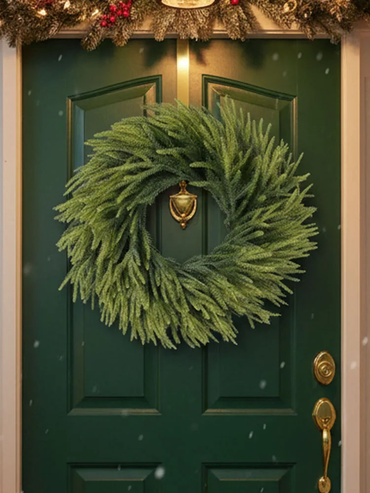 Norfolk Tannenkranz, weihnachtlicher Tannenzapfenkranz, künstliche Tannennadeln, künstlicher grüner Kranz, künstliche Blumengirlande für drinnen und draußen 5