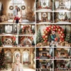 Weihnachten Kamin Fotografie Kulissen Lebkuchenhaus Holzfenster Kinder Familie Weihnachten Geburtstag Party Dekor Foto Hintergrund