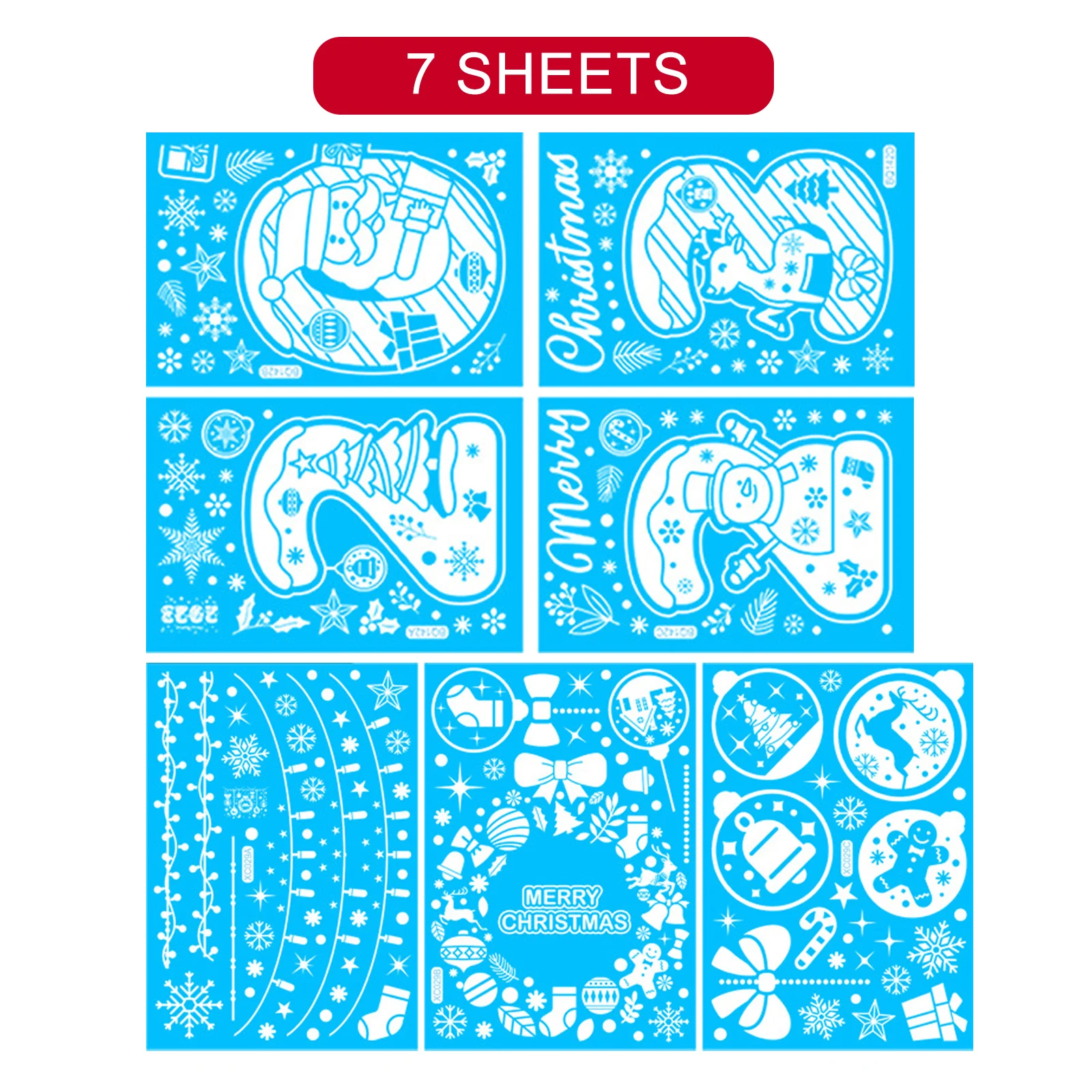 Weihnachten Fenster Aufkleber Set Santa Elch Schneeflocke Glas Cling Aufkleber Weihnachten Dekor 5