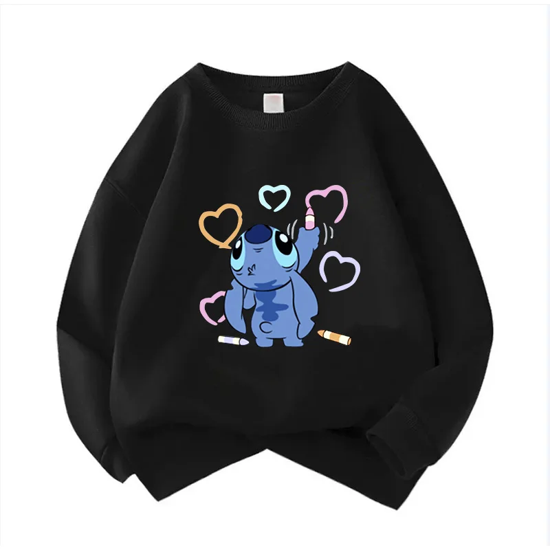 Crech Neck Hoodie Anime Kinder Streetwear Stich Kinder Hoodie Nette Kinder Sweatshirt Manga Kleidung Kind Mädchen Junge Top Hoody 2