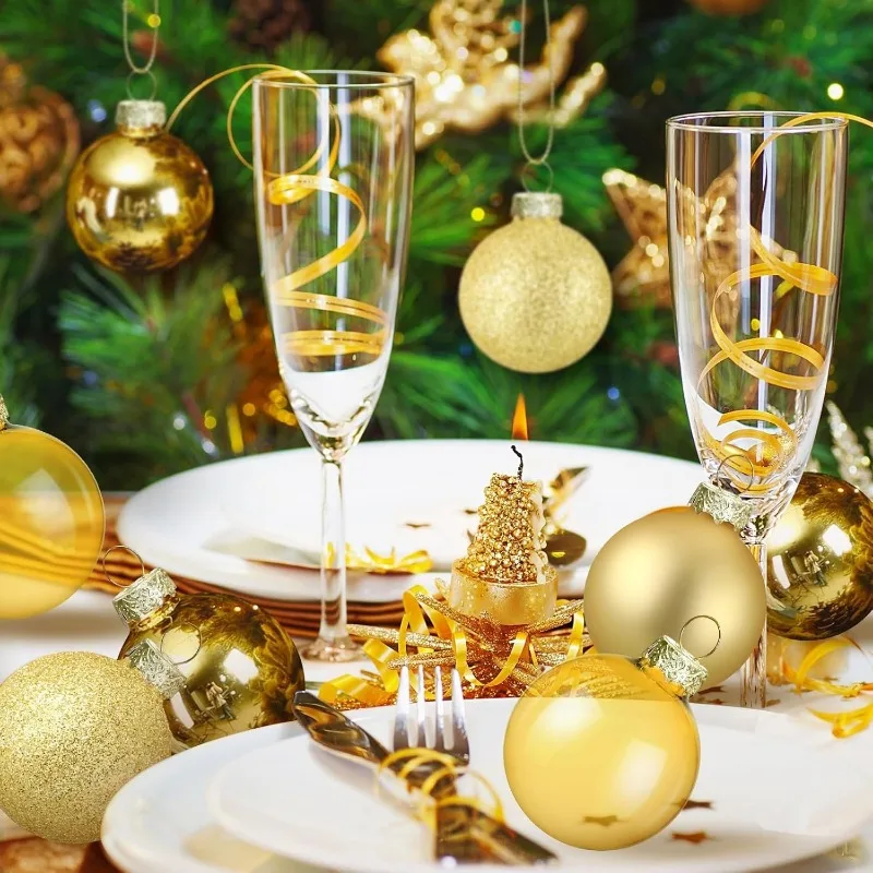 144/24 Stück Mini galvanisierte Weihnachtskugeln Set Weihnachtsbaum Anhänger Weihnachtskugel hängende Verzierung für Neujahr Party Home Decor 5