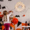 1/2 Stück Halloween-Geisterkranz, gruseliges Hängeschild für Haustür, Halloween-Dekorationen, Geisterkranz mit Licht oder ohne Licht 2