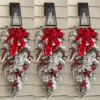 Neueste Haustür Weihnachten Tür Kranz Rote Kränze für Tür Fenster Mantel Weihnachten Tür Rattan Kranz Hängende Dekoration 4