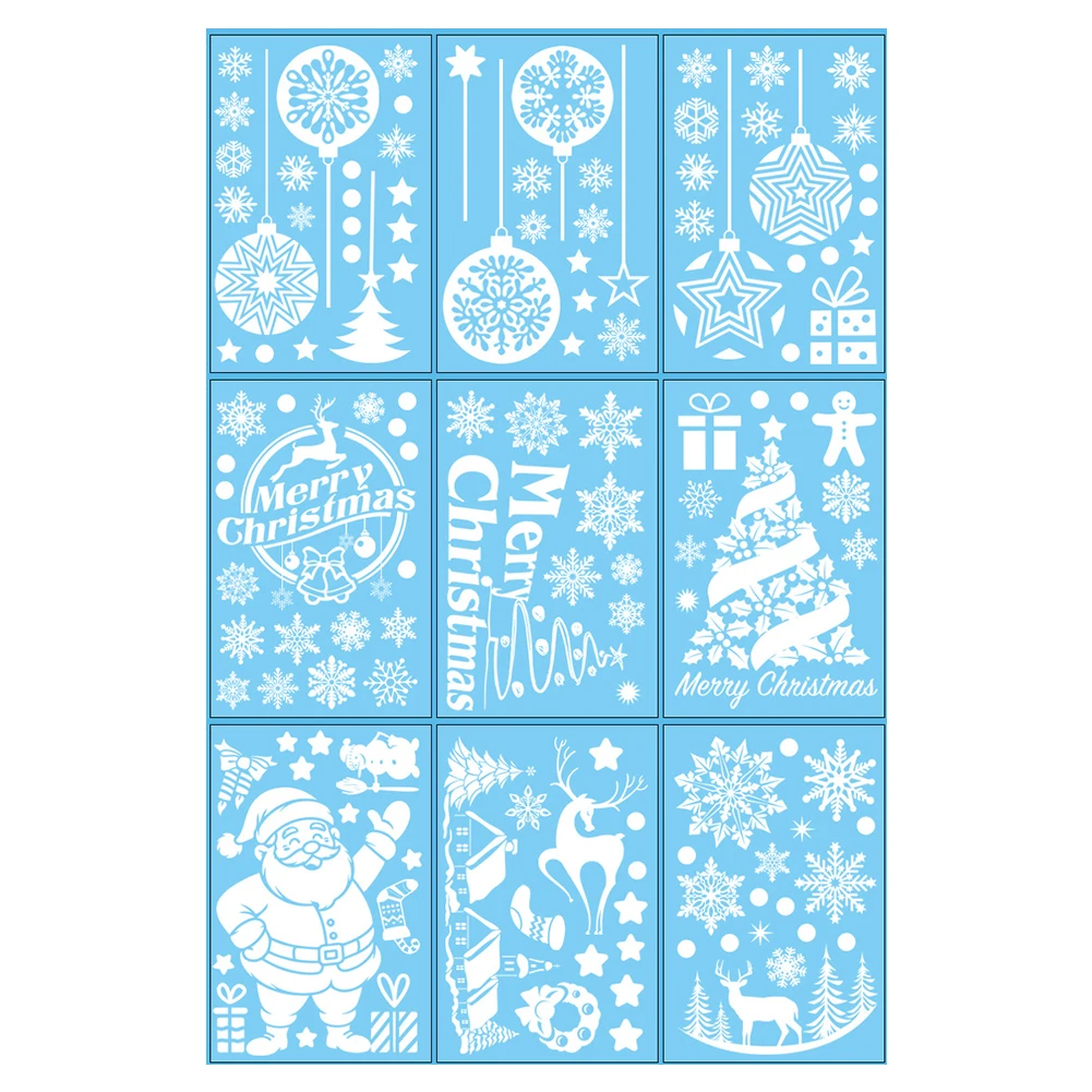 9pc Weihnachten Fenster Aufkleber Fenster Aufkleber Winter Haus Weihnachten Dekoration Selbst-Kleber Weihnachten Fenster Bilder Wohnkultur 6