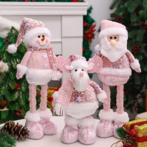 1PC Neue Santa Claus Schneemann Elch Rosa Pailletten Teleskop Puppe Frohe Weihnachten Dekorationen Fenster Requisiten Passenden Liefert Ornamente