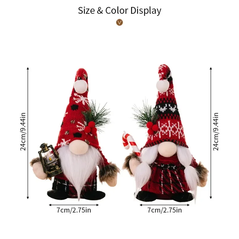 2Pcs Santa Claus Ornament Dekoration Weihnachten Gnome Puppe Neue Jahr Weihnachten Geschenk Paar Ornament Spazierstock Weihnachten Puppen 6