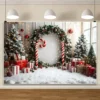 Weihnachten Hintergrund Dekorationen Frohe Weihnachten Zeichen Geschenk Box Candy Canes Weihnachtsbaum für Urlaub Display Fotoshootings Hintergrund 3