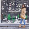 Weihnachten Fenster Aufkleber Set Santa Elch Schneeflocke Glas Cling Aufkleber Weihnachten Dekor