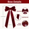 10/20Pcs Samt Band Bögen Weihnachten Baum Ornament Rot Burgund Band Bogen Kranz Indoor Hause Weihnachten Dekoration DIY liefert 2