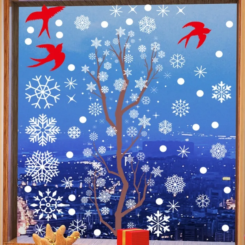 1/4 stücke Weihnachten Dekor Fenster Aufkleber Wiederverwendbare Schneeflocke Schneemann Statische Aufkleber Glas Wand Tür Aufkleber Neue Jahr Weihnachten Home decor 3