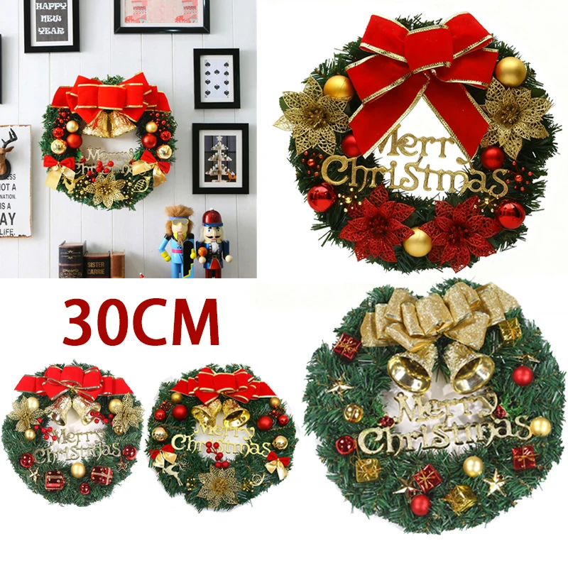 Weihnachtskranz für Haustür, 30 cm, Hotel, Einkaufszentrum, Weihnachtsanhänger, Weihnachtsgeschenk, Girlande, Ornament