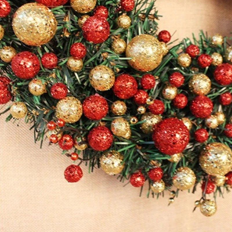 Weihnachtskranz mit 30 cm Durchmesser, Rattanimitat, Kunststoffmaterial, Türbehang, Blumenkranz, Weihnachtsfensterdekoration 5