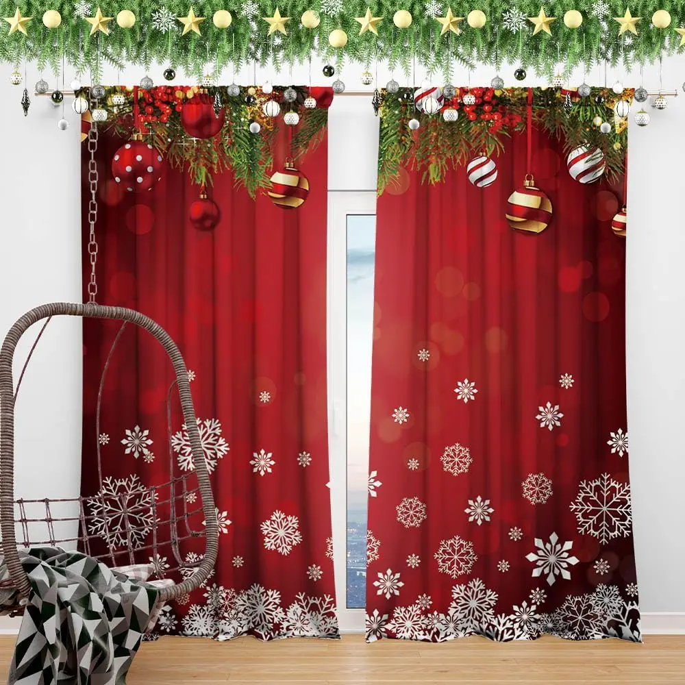 Weihnachten Schneeflocke Fenster Vorhänge Weihnachten Ornamente Nadelholz Kiefer Lametta Thema Schlafzimmer Wohnzimmer Dekorative Vorhänge