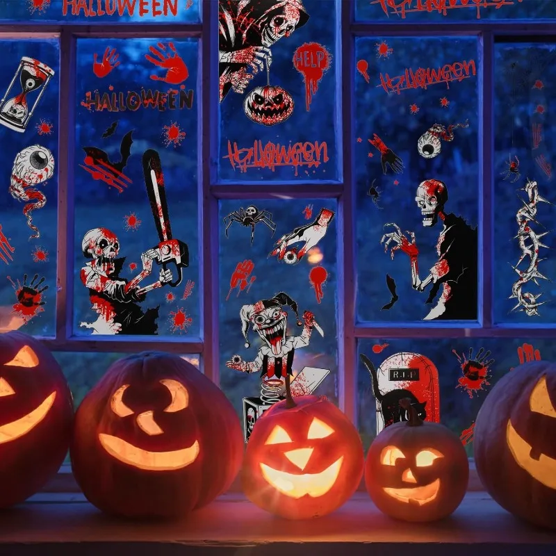 Halloween Blutige Hand Sticker, Window Sticker Horror, Halloween Zombie Poster, Scary Fensterbilder, 3