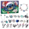 Neuer Stitch Mickey Weihnachts-Adventskalender Disney-Armbänder, 24-Tage-Weihnachts-Countdown-Kalender, DIY-Schmuckherstellungsset, Geschenke für Kinder