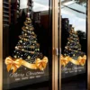 Weihnachts-Fensteraufkleber, 25,59 x 17,72 Zoll, doppelseitig, goldene Weihnachtsbaum-Fensteraufkleber, selbstklebend, für Ferienhaus 4