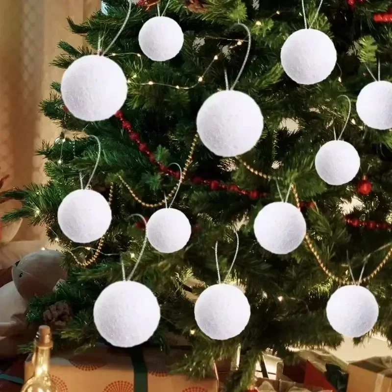 4/6/8 cm weiße Schaum-Weihnachtskugel, Schneebälle für Weihnachtsbaum, hängende Anhänger, Weihnachtskugeln, Ornamente, Neujahrsparty, Heimdekoration 5