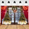 Winterlandschaft Fensterhintergrund Schnee Landschaft Baum Fotografie Hintergrund für Kinder Familie Weihnachten Neujahr Party Fotostudio 2