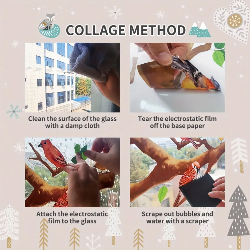 PVC-Weihnachtsbaum-Glasfensteraufkleber für Zuhause, Festival, Dekoration, neu positionierbar, einfache Anwendung, Blasen-Finish 4