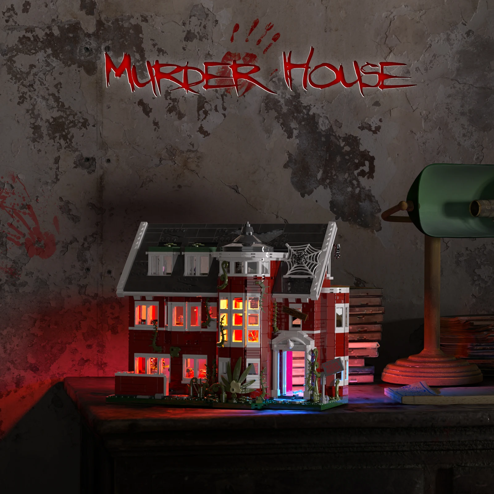 American Horror Story House Bausteine-Set mit LED-Licht, Halloween-Spukhaus, Ideen, Geschenk für Jungen und Mädchen (111 Stück) 5